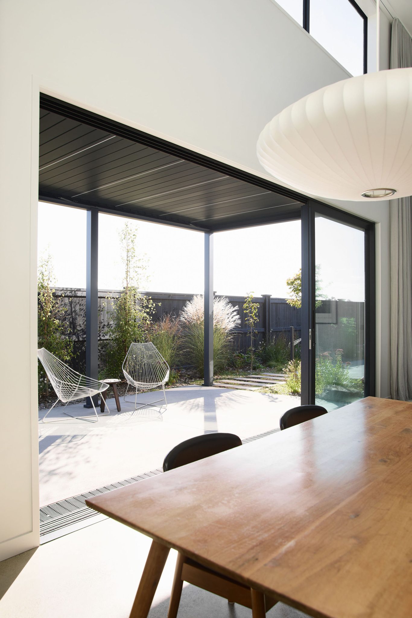 View from dining room, with ECC pendant and landscaping beyond