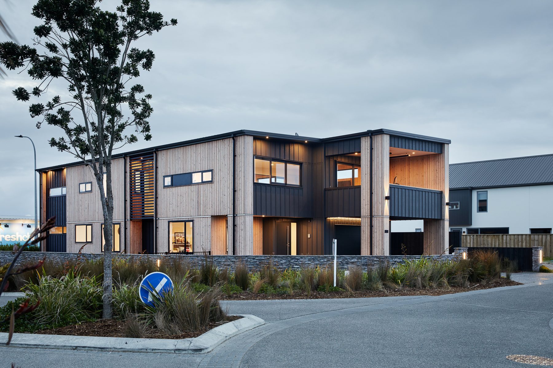 The corner at dusk.