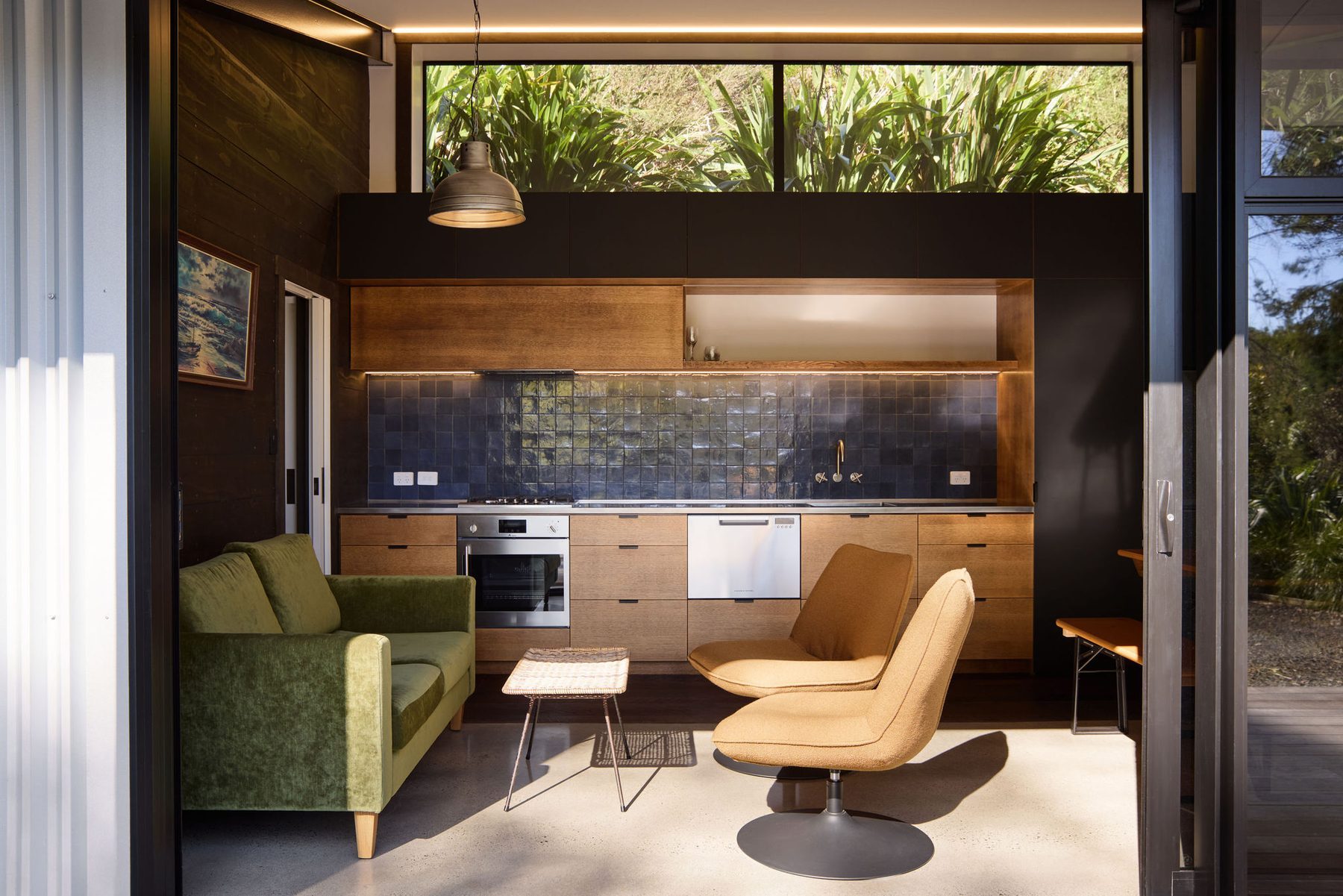 The central living space, doors open to the verandah.