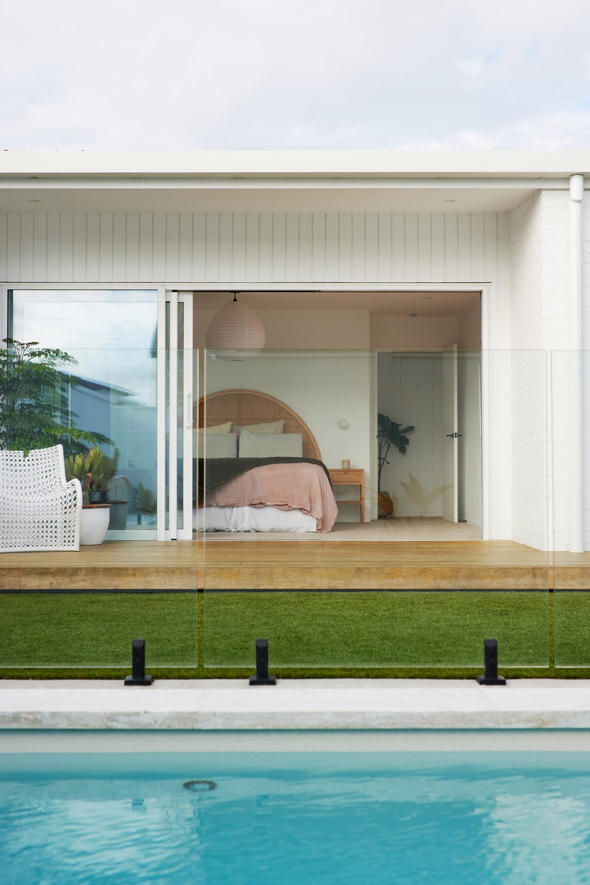 The pool and outdoor room at the rear.